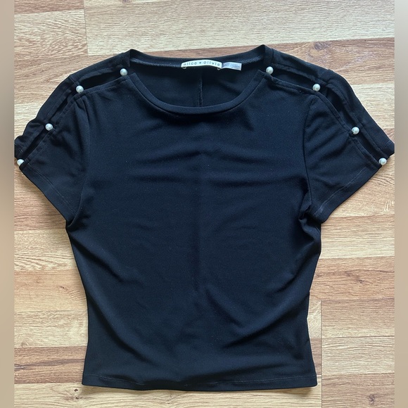 ALICE + OLIVIA !!! Black Pearl Top SMALL ! - Picture 3 of 4